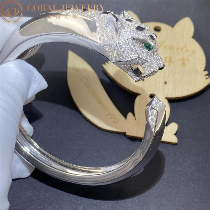 Cartier Panthère De N6034302 Cartier Bracelet 18K White Gold Diamond Onyx Emerald 10