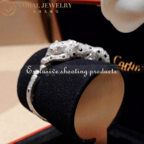 Cartier Panthère De H6019717 Cartier Bracelet 18k White Gold Emerald Onyx Diamonds 14