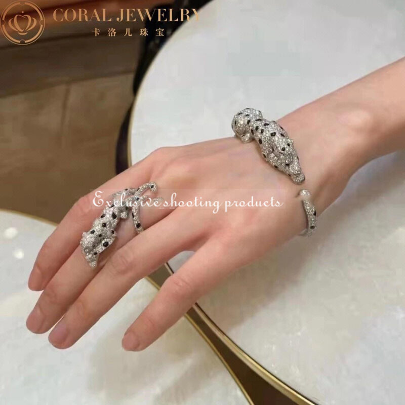 Cartier Panthère De H6019717 Cartier Bracelet 18k White Gold Emerald Onyx Diamonds 4