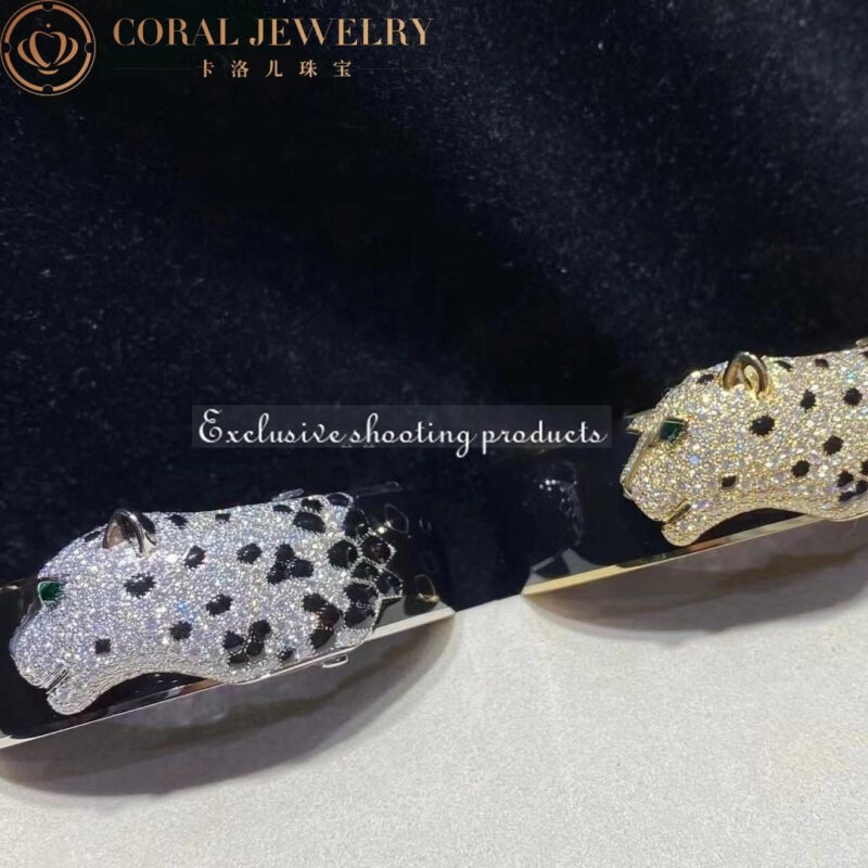 Cartier Panthère De H6001917 Cartier Bracelet 18k White Gold Onyx Emeralds and Diamonds 3