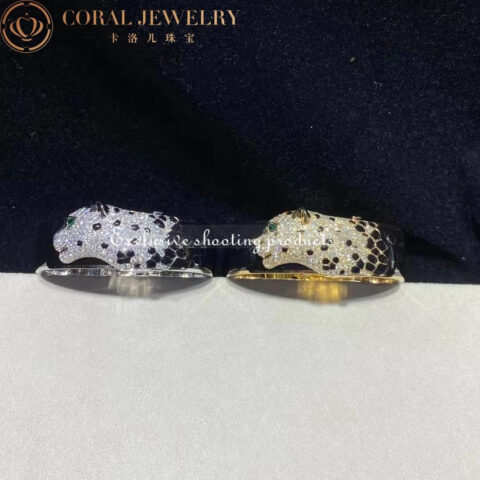 Cartier Panthère De H6001917 Cartier Bracelet 18k White Gold Onyx Emeralds and Diamonds 7