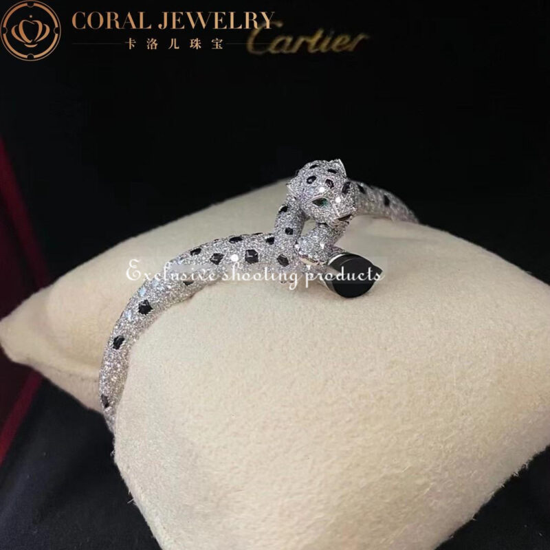 Cartier Panthère H6001517 De Cartier Bracelet 18k White Gold Onyx Emeralds Diamonds 7