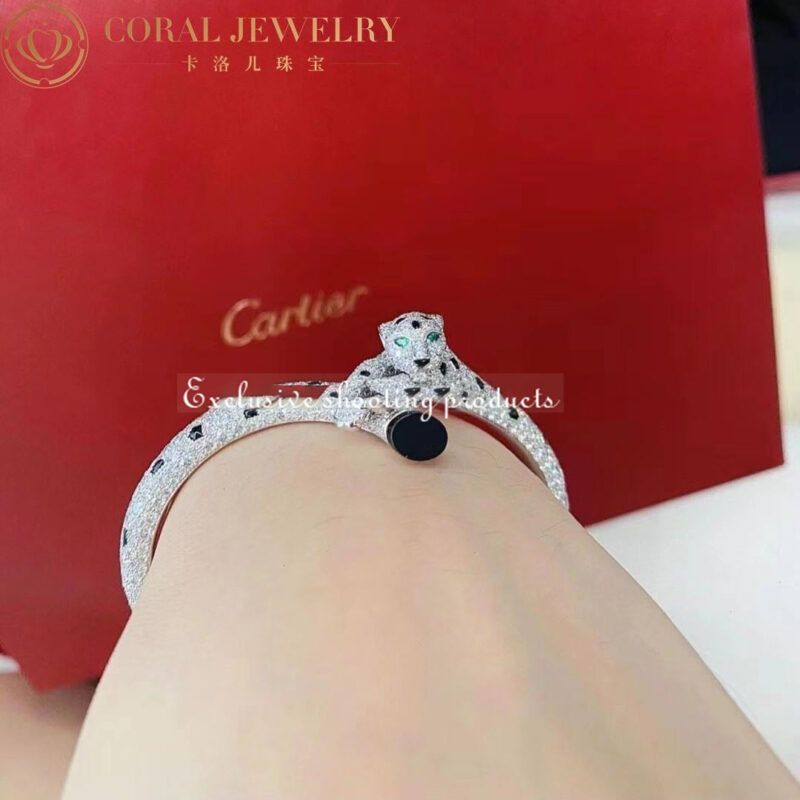 Cartier Panthère H6001517 De Cartier Bracelet 18k White Gold Onyx Emeralds Diamonds 5