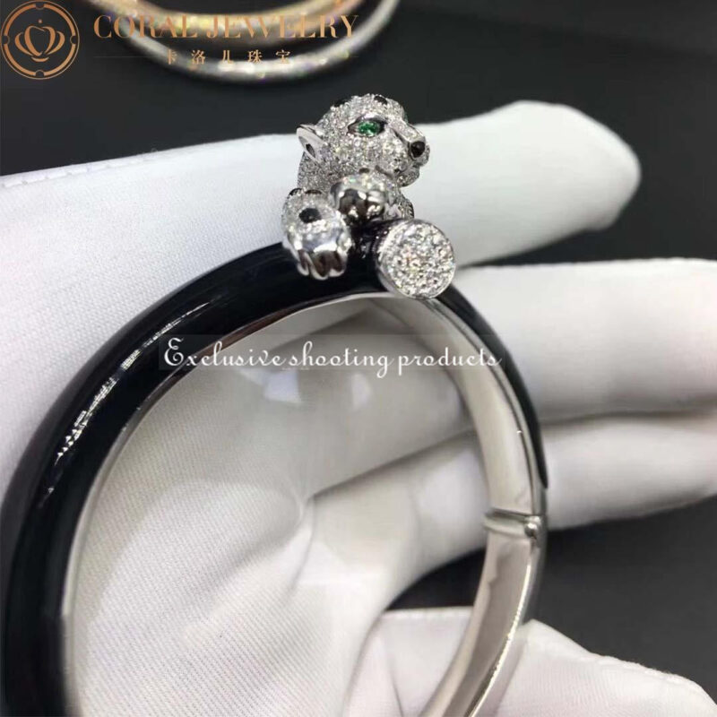 Cartier H6005917 Panthère De Cartier Bracelet 18k White Gold Onyx Emeralds Diamonds 8