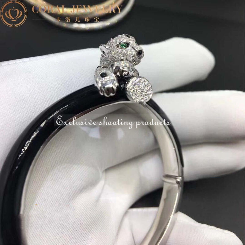 Cartier H6005917 Panthère De Cartier Bracelet 18k White Gold Onyx Emeralds Diamonds 6