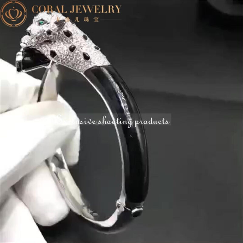 Cartier H6005917 Panthère De Cartier Bracelet 18k White Gold Onyx Emeralds Diamonds 5