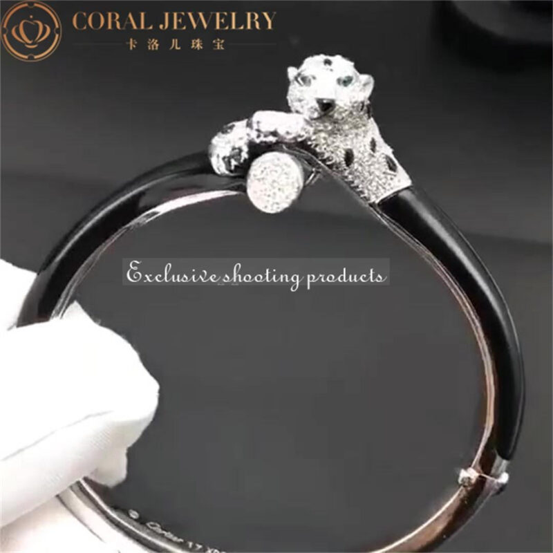 Cartier H6005917 Panthère De Cartier Bracelet 18k White Gold Onyx Emeralds Diamonds 4