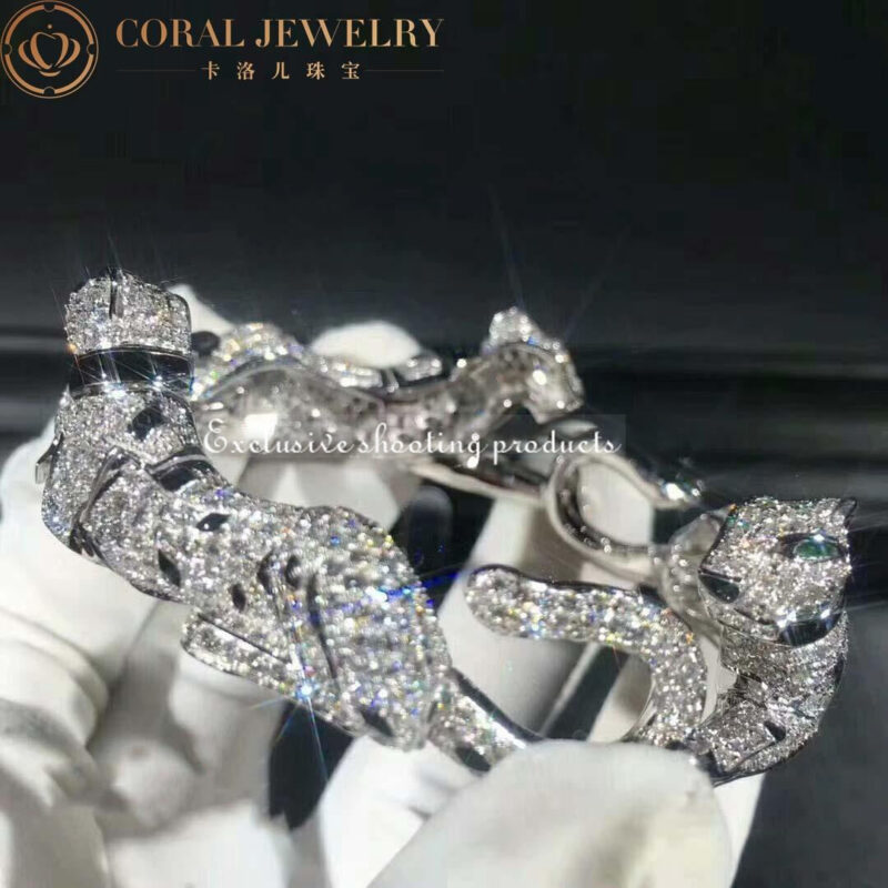 Cartier Panthère De HP600335 Cartier Bracelet 18k White Gold Onyx Emeralds Diamonds 2