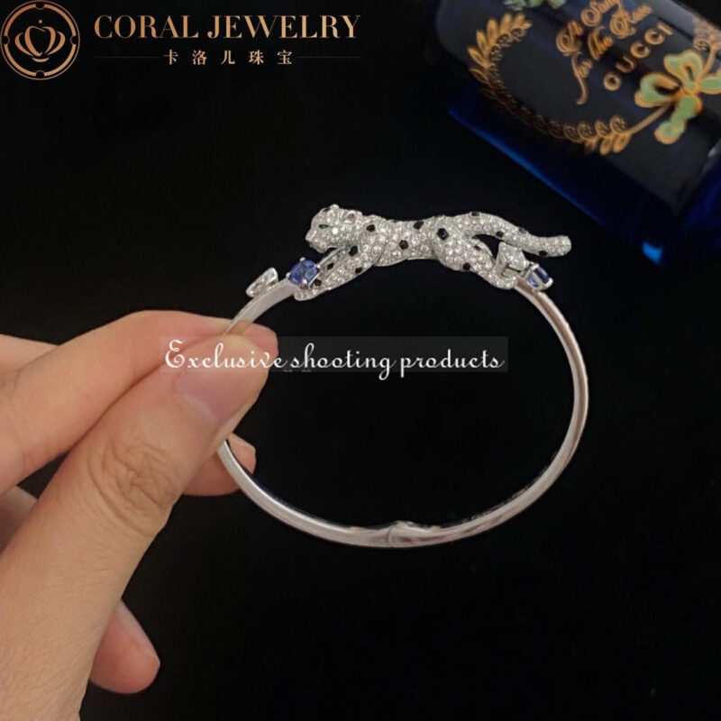 Cartier Panthère De H6036017 Cartier Bracelet 18k White Gold Sapphires Emerald Onyx Diamonds 7