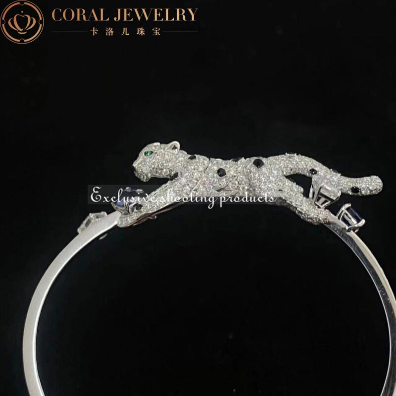 Cartier Panthère De H6036017 Cartier Bracelet 18k White Gold Sapphires Emerald Onyx Diamonds 3