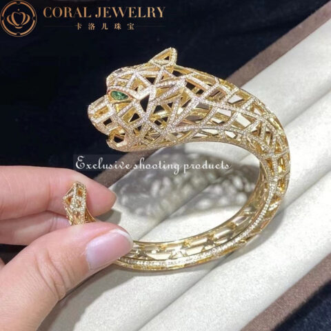 Cartier Panthère De H6030217 Cartier Bracelet 18k Yellow Gold Diamond Onyx Emerald 8