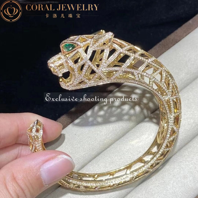 Cartier Panthère De H6030217 Cartier Bracelet 18k Yellow Gold Diamond Onyx Emerald 7