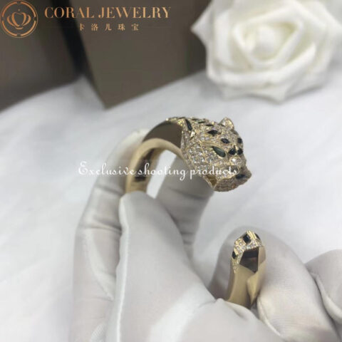 Cartier Panthère De N6035315 Cartier Bracelet 18K Yellow Gold Diamond Onyx Emerald 11