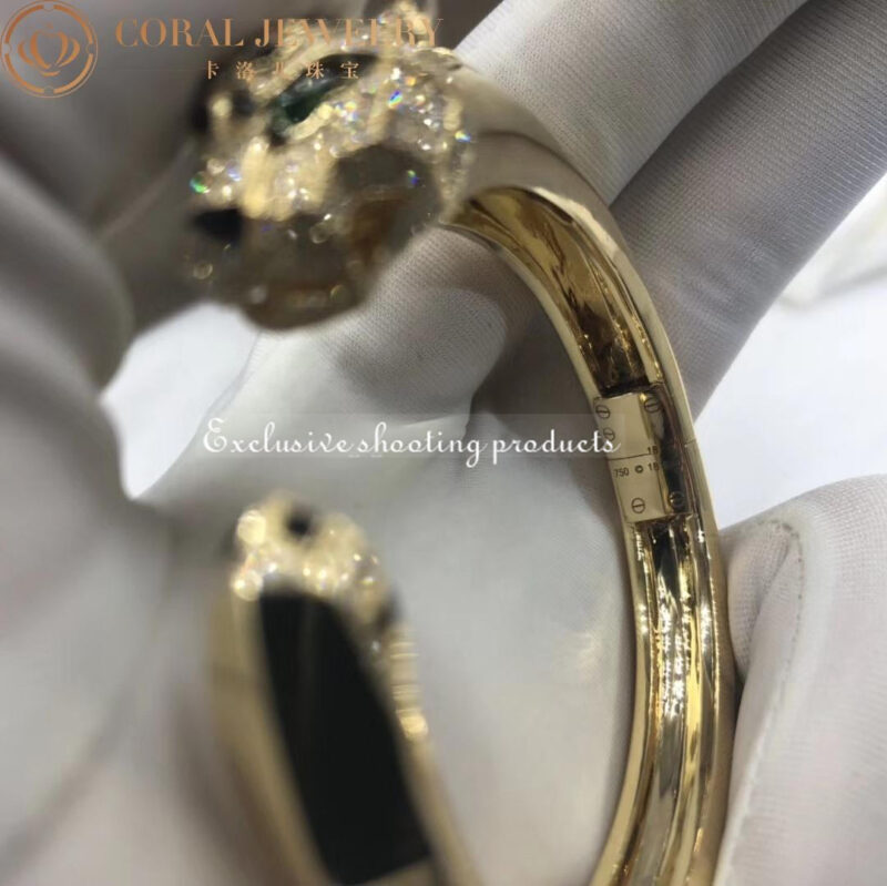Cartier Panthère De N6035315 Cartier Bracelet 18K Yellow Gold Diamond Onyx Emerald 8
