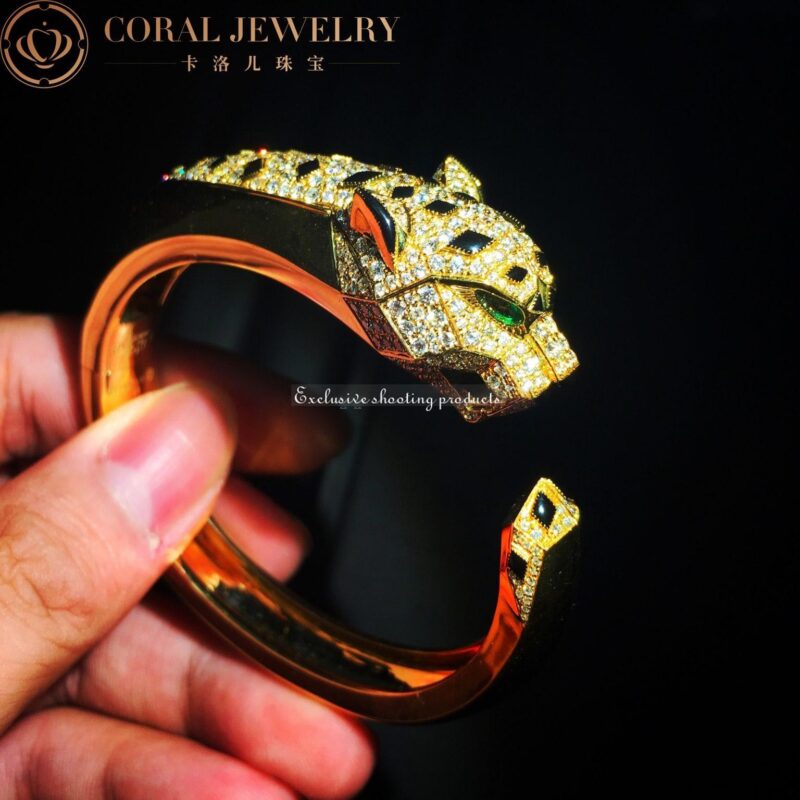 Cartier Panthère De N6035315 Cartier Bracelet 18K Yellow Gold Diamond Onyx Emerald 3
