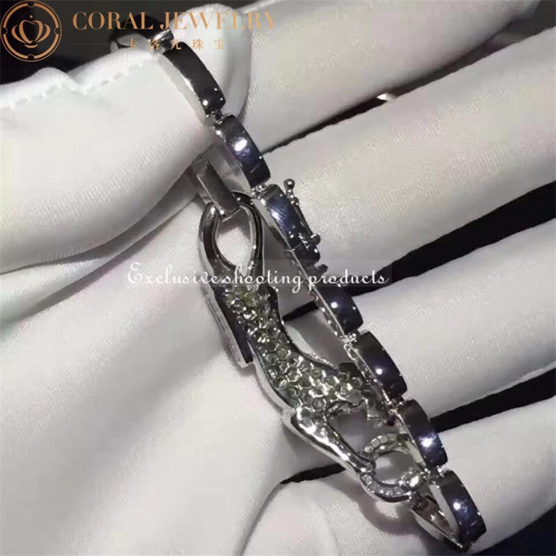 Cartier Panthère De N6036600 Cartier Bracelet White Gold Diamond Emeralds and Black Lacquer 3