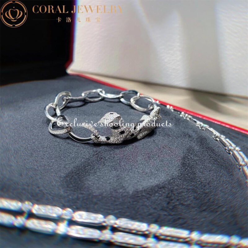 Cartier Panthère De N6707117 Cartier Bracelet White Gold Diamond Onyx Emeralds and Black Lacquer 4