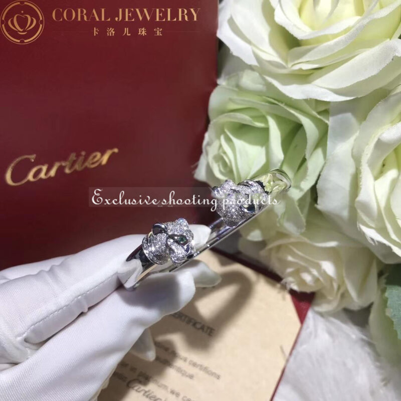 Cartier Panthère De N6706217 Cartier Bracelet White Gold Emeralds Onyx Diamonds 6