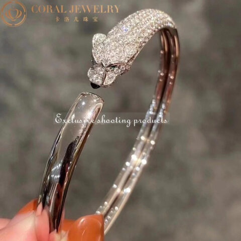 Cartier Panthère De N6717817 Cartier Bracelet White Gold Onyx Emeralds Diamonds 8