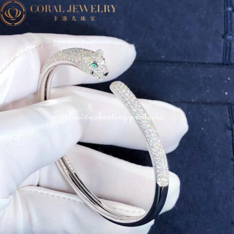 Cartier Panthère De N6718117 Cartier Bracelet White Gold Onyx Emeralds Diamonds 9
