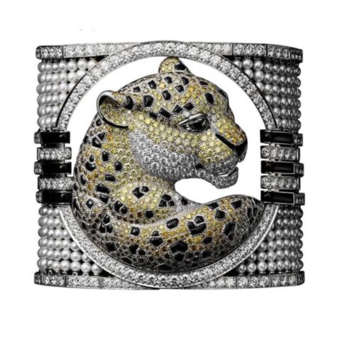 Cartier Bracelet Panthère De Cartier Bracelet White Gold Cultured Pearls Diamond Cuff 1