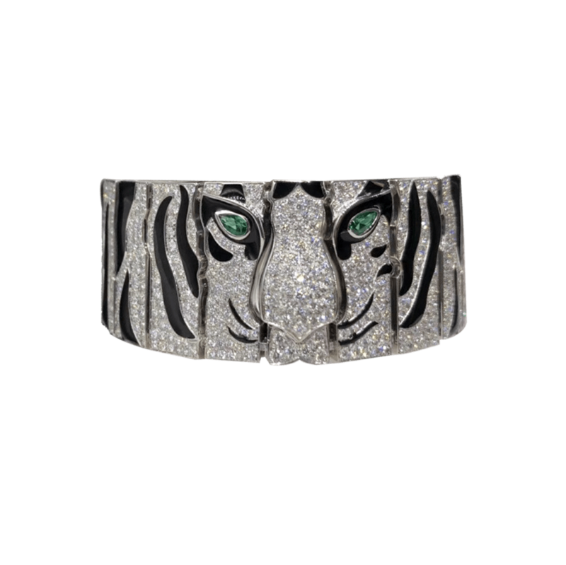 Cartier Bracelet Panthère De Cartier Bracelet White Gold Emerald Diamond Cuff 1