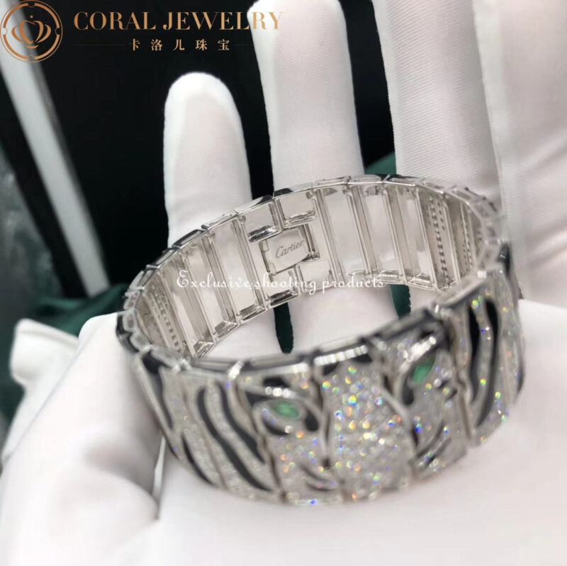 Cartier Bracelet Panthère De Cartier Bracelet White Gold Emerald Diamond Cuff 2