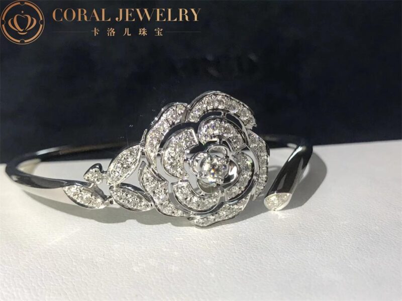 Chanel Bouton de Camélia J11178 Bracelet 18k White Gold Diamonds 4