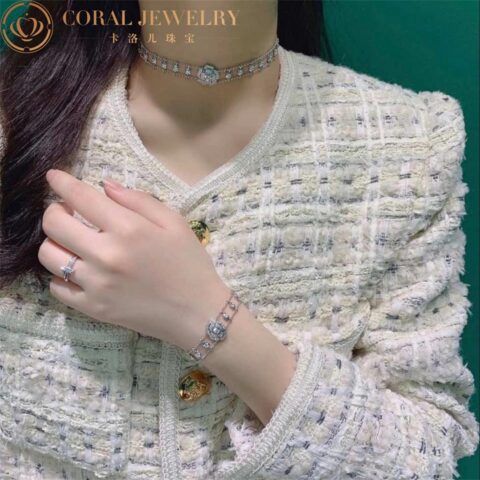 Chanel Bouton de Camélia J12065 Bracelet 18k White Gold Diamonds 11