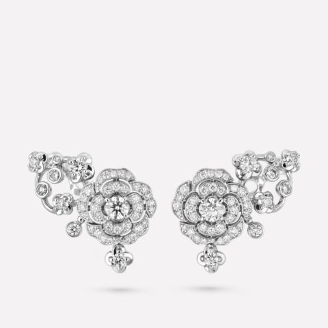 Chanel Bouton de J12039 Camélia Earrings 18k White Gold Diamonds 1