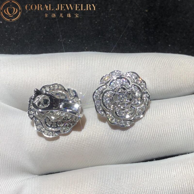 Chanel Bouton de J12072 Camélia Earrings 18k White Gold Diamonds 9