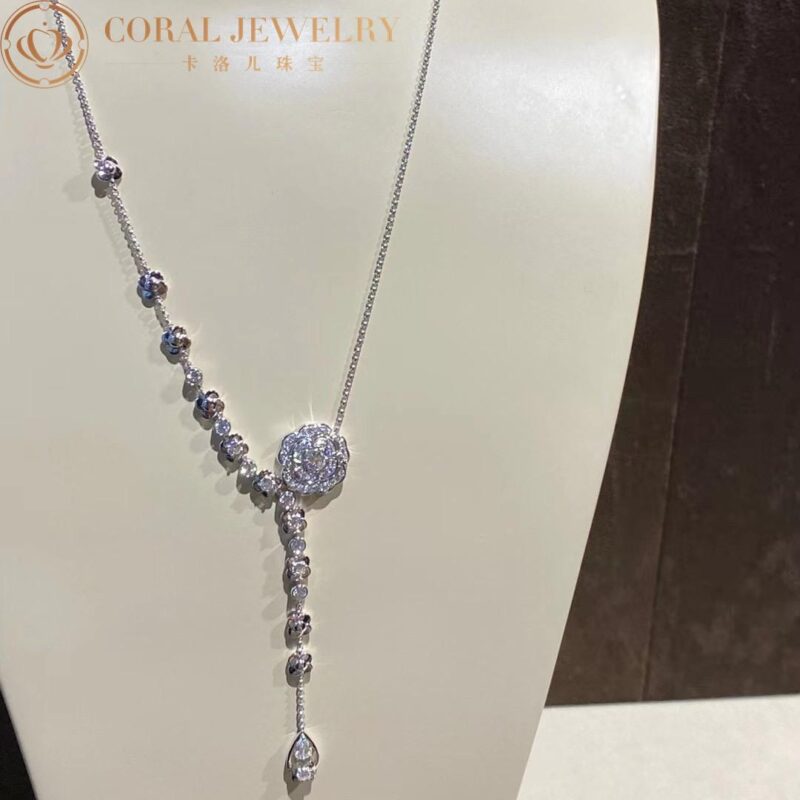 Chanel Bouton de J12058 Camélia Necklace 18k White Gold Diamonds 6