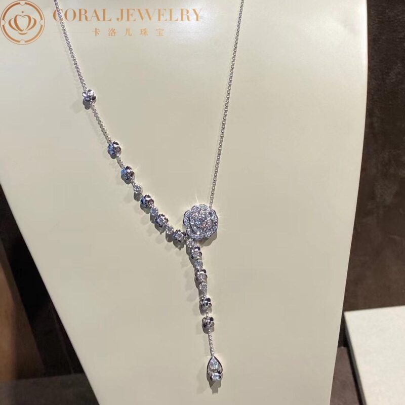 Chanel Bouton de J12058 Camélia Necklace 18k White Gold Diamonds 4