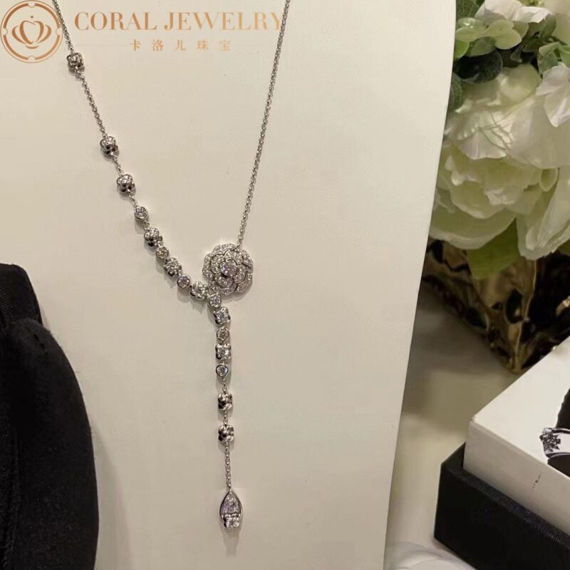 Chanel Bouton de J12058 Camélia Necklace 18k White Gold Diamonds 2