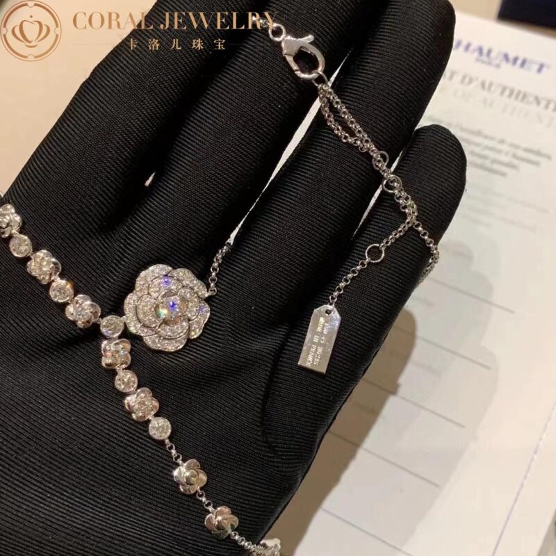 Chanel Bouton de J12058 Camélia Necklace 18k White Gold Diamonds 10