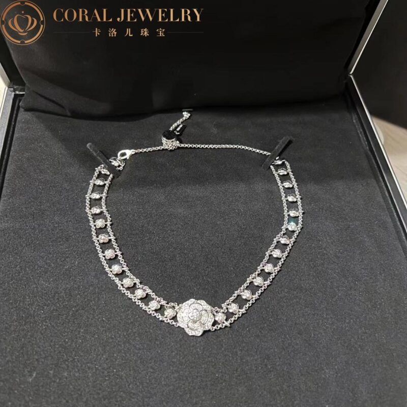 Chanel Bouton de J12063 Camélia Necklace 18k White Gold Diamonds 11