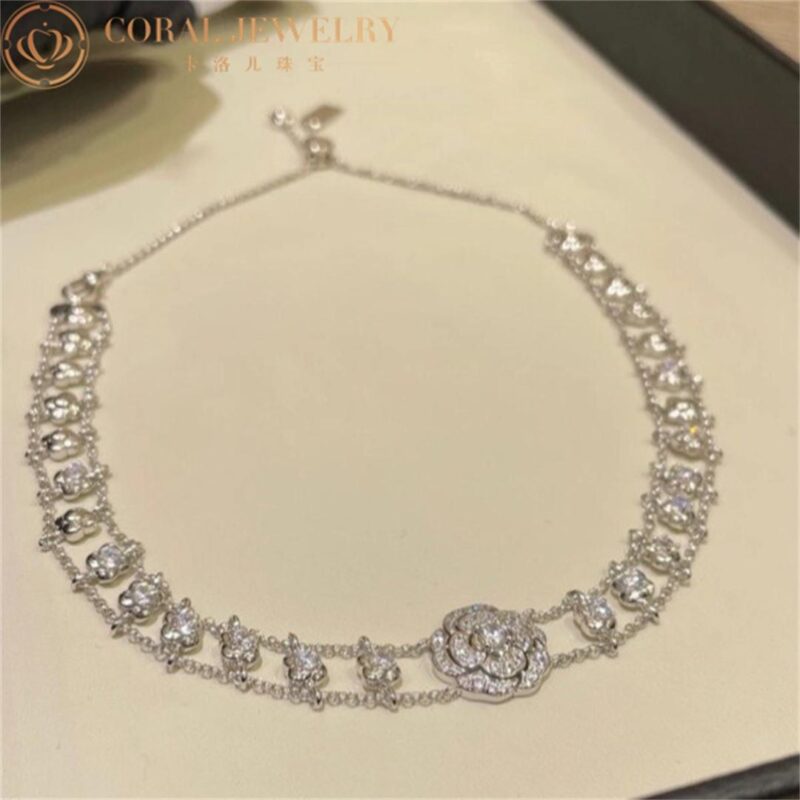 Chanel Bouton de J12063 Camélia Necklace 18k White Gold Diamonds 5