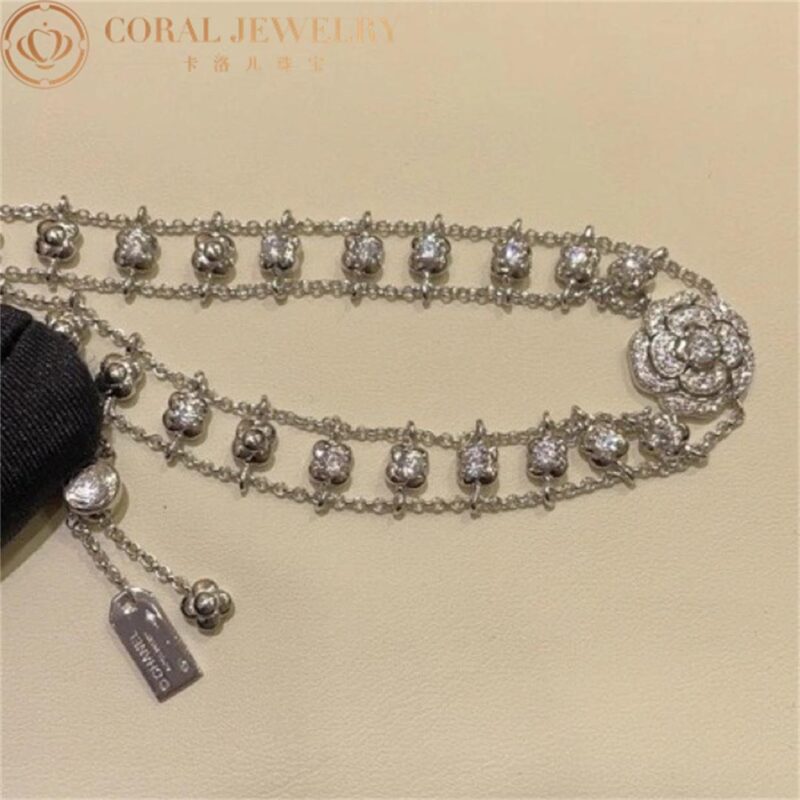 Chanel Bouton de J12063 Camélia Necklace 18k White Gold Diamonds 4