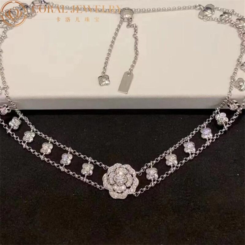 Chanel Bouton de J12063 Camélia Necklace 18k White Gold Diamonds 3