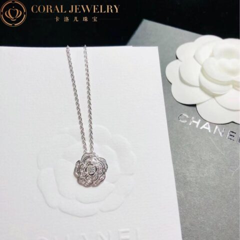 Chanel Bouton de Camélia J12071 Necklace 18k White Gold Diamonds 11