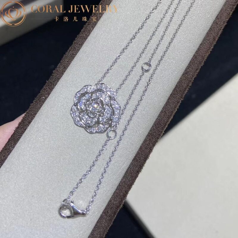 Chanel Bouton de Camélia J12071 Necklace 18k White Gold Diamonds 3