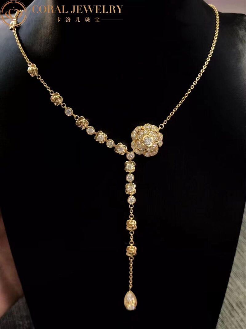 Chanel Bouton de J12058 Camélia Necklace 18k Yellow Gold Diamonds 5