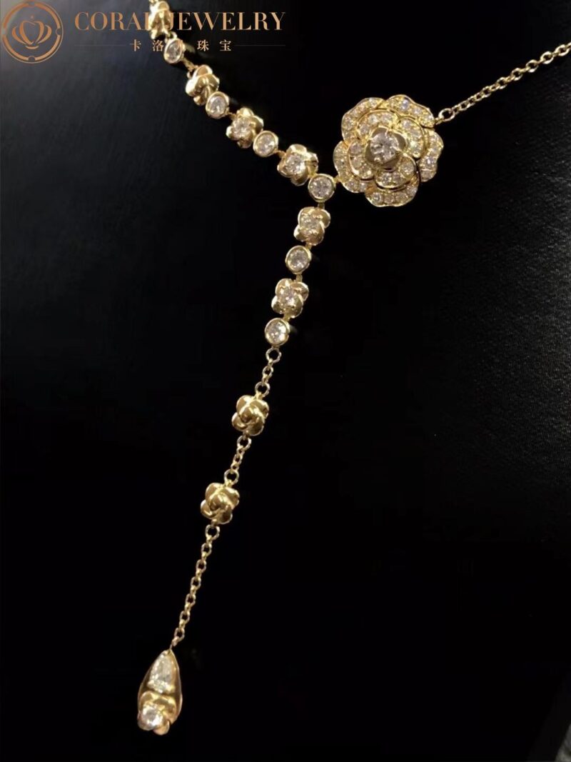 Chanel Bouton de J12058 Camélia Necklace 18k Yellow Gold Diamonds 4