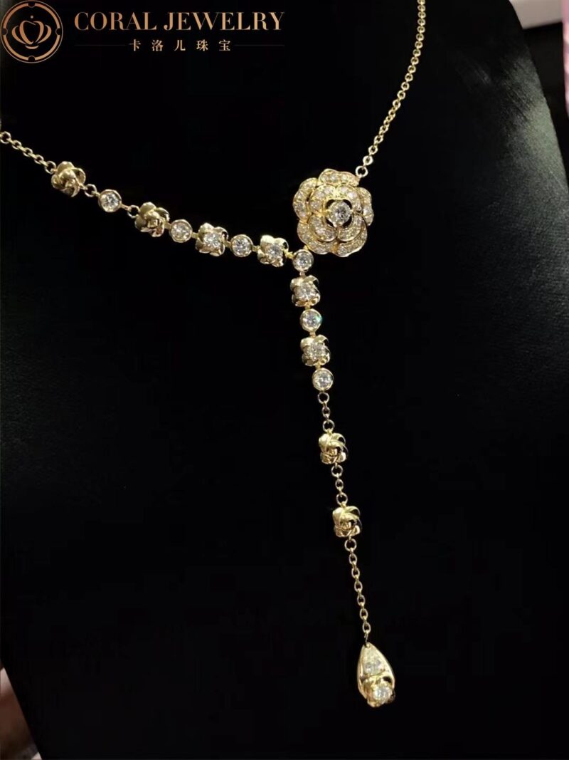 Chanel Bouton de J12058 Camélia Necklace 18k Yellow Gold Diamonds 3