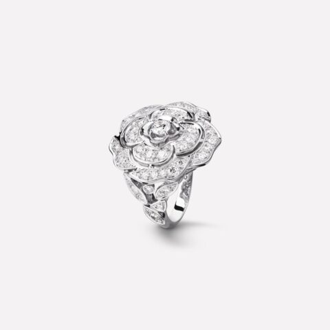 Chanel Bouton de Camélia J11182 Ring 18k White Gold Diamonds 1