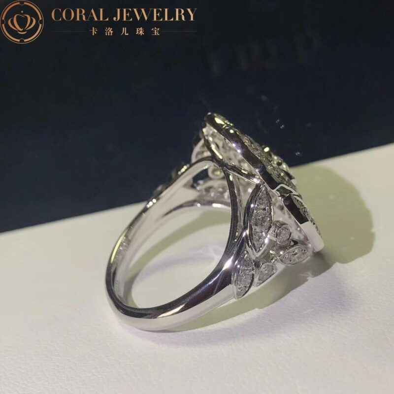 Chanel Bouton de Camélia J11182 Ring 18k White Gold Diamonds 8