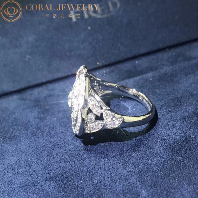 Chanel Bouton de Camélia J11182 Ring 18k White Gold Diamonds 6