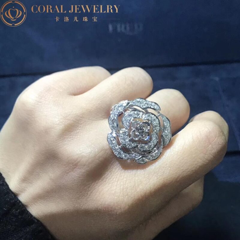 Chanel Bouton de Camélia J11182 Ring 18k White Gold Diamonds 3