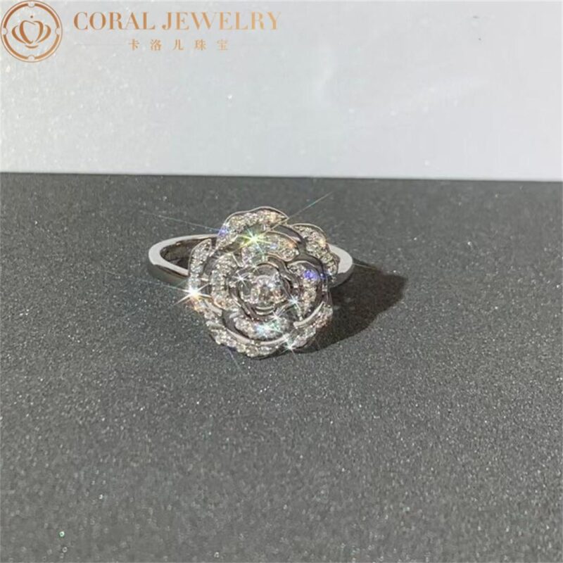 Chanel Bouton de Camélia J11188 Ring 18k White Gold Diamonds J11188 6