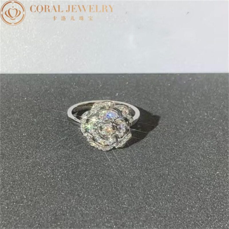 Chanel Bouton de Camélia J11188 Ring 18k White Gold Diamonds J11188 5